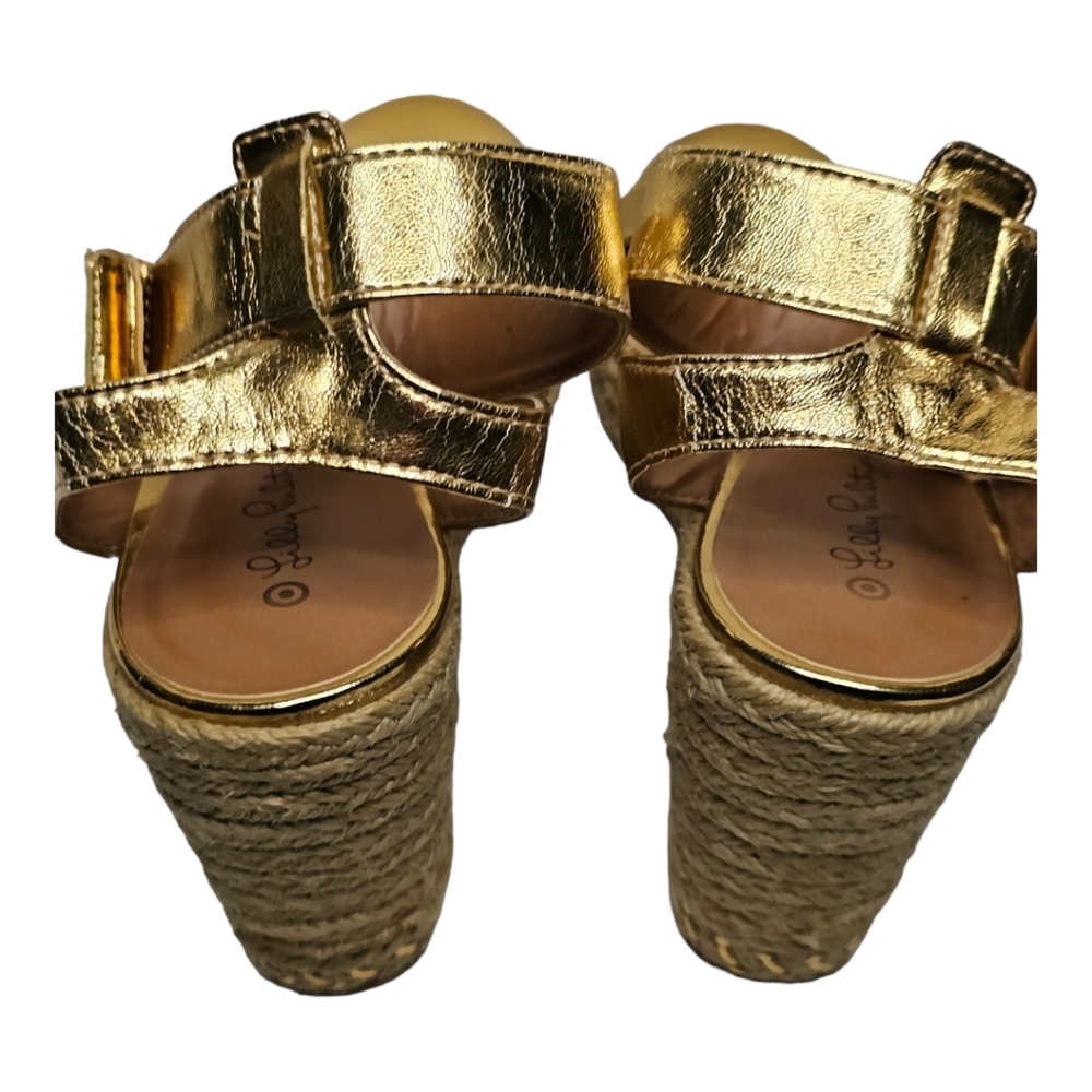 Lilly Pulitzer Gold Wedge Heel Shoes 6M - Picture 9 of 11